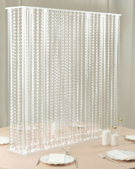Heavy Duty Acrylic Rectangular Wedding Centerpiece Stand with Pre-chained Hanging Crystal Beads, Clear Tabletop or Floor Standing Flower Pedestal Stand with 10mm Thick Plexiglass Plate 40″x40″