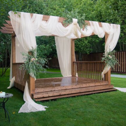 Premium Ivory Chiffon Ceiling Drapery, Durable Flame Resistant Long Curtain Backdrop Panel With Rod Pocket 5ftx32ft