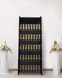 Glossy Black 5-Tier Wine Glass Stemware Rack, 40 Champagne Flute Holder Wall Stand – 5ft