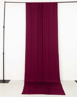 Burgundy 4-Way Stretch Spandex Backdrop Drape Curtain, Wrinkle Free Event Divider Panel with Rod Pockets – 5ftx14ft