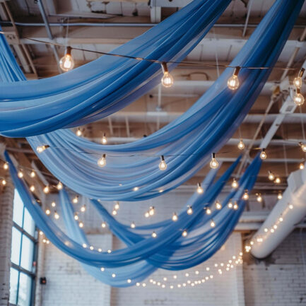 Premium Royal Blue Chiffon Ceiling Drapery, Durable Flame Resistant Long Curtain Backdrop Panel With Rod Pocket 5ftx32ft