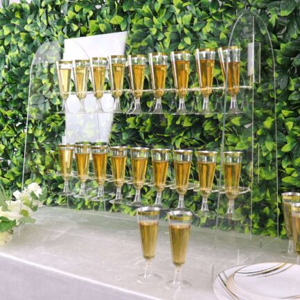 Clear Acrylic 2-Tier Table Top Cocktail Rack, 18 Champagne Glass Display Stand 25"