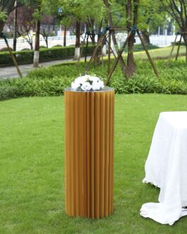 Gold Cylinder Pillar Pedestal Stand, Display Column Stand With Top Plate 40″