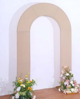 Nude Spandex Fitted Open Arch Backdrop Cover, Double-Sided U-Shaped Wedding Arch Slipcover 8ft