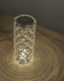 Rose Crystal Diamond Acrylic LED Color Changing Decorative Table Lamp, Touch + Remote Operated Pillar Light 3.5″X8.5″