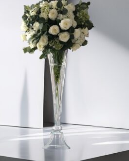 Clear Reversible Clarinet Glass Trumpet Floor Vase 40″ Tall