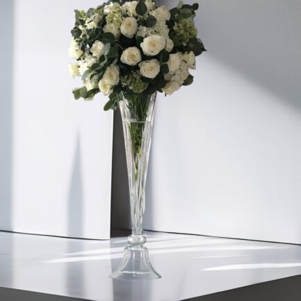 Clear Reversible Clarinet Glass Trumpet Floor Vase 40" Tall
